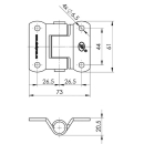 SPP - charnière à visser, ZW-02.40, 61 x 73 mm