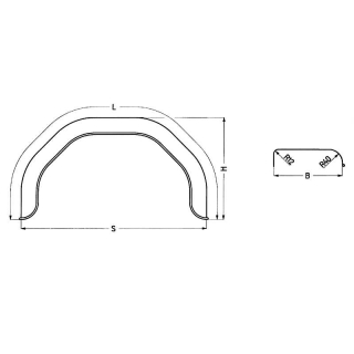 Profil de garde-boue mono-axe carré 12/40 B190 L900 S600 H280