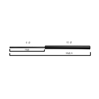 221 mm longueur totale course 75 mm tige 6 mm tube 15 mm Ø