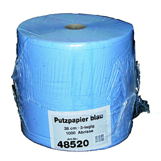 Papier de nettoyage 3 plis, format feuille 38 x 36 cm, bleu, 1 rouleau de 1000 feuilles